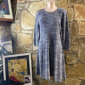 LOFT Blue & White Knit Skater Dress